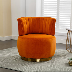English Elm 360 Swivel Barrel Chair Plush Velvet Accent Sofa with High-Density Foam, Sturdy Frame, 300lb Capacity for Living Room Orange W395102774