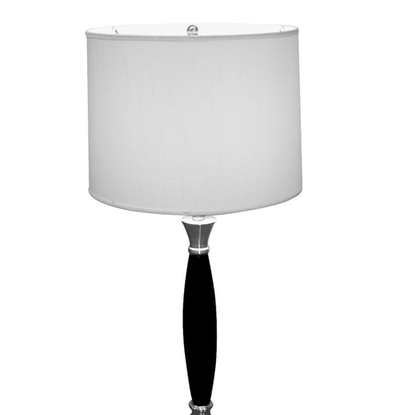English Elm 30" Tall Wood And Chrome Table Lamp With White Linen Shade - Elegant Lighting For Any Space! B072116080