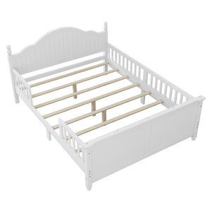 English Elm Twin Low Profile Kids Platform Bed Solid Pine Frame with Guardrails and Storage White W2593P411271