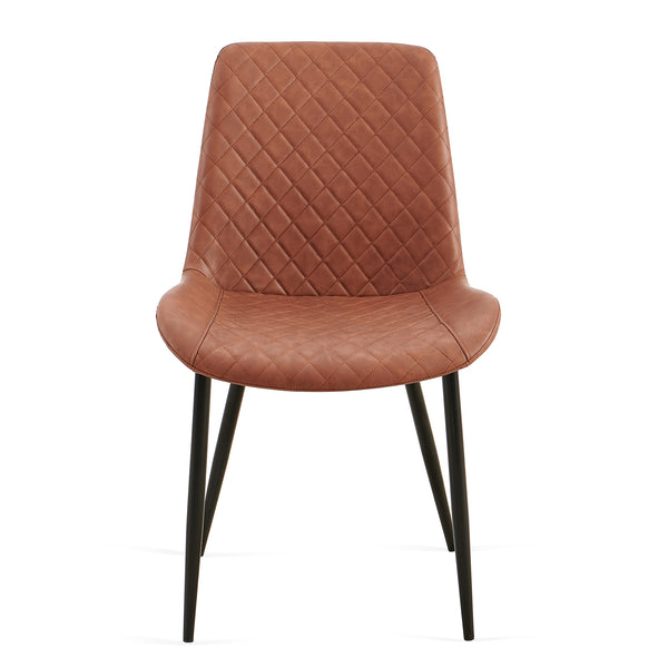 English Elm Brown Leathaire Dining Chairs Set of 2 — Mid-Century Armless Upholstered Side Chairs with Metal Legs, Sleek Stylish Comfort for Kitchen & Dining (26.58x21.26x24.81) W1164P225828