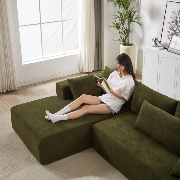 English Elm Modern Chenille Upholstered Sectional Sofa Set - L-Shaped 108" Couch With 6 Pillows For Flexibility W834S00396