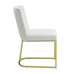 English Elm Zazie White Velvet Side Chair Set of 2 with Gold Finish, Lozenge Back, 4" Cushion, 220lb Capacity B2726P345260