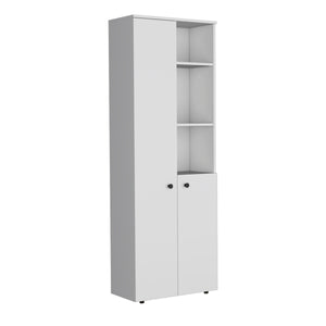 English Elm Riner 67" Tall White Pantry Cabinet with 5-Tier Shelves, 2 Doors, Durable Engineered Wood Design B097P199734