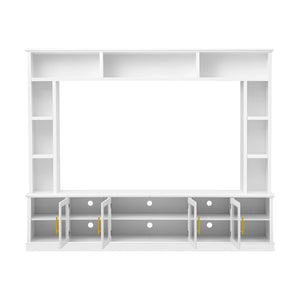 English Elm Entertainment Wall Unit with Glass Doors Open Shelving Mdf Living Room Storage White N710S688100K