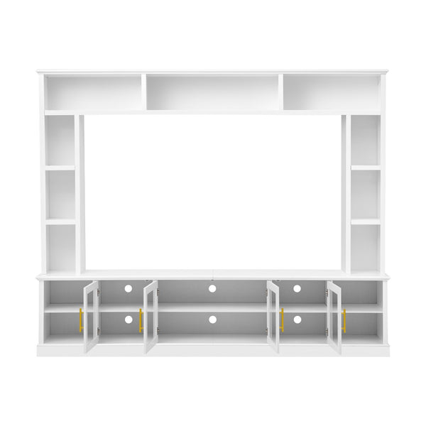English Elm Entertainment Wall Unit with Glass Doors Open Shelving Mdf Living Room Storage White N710S688100K