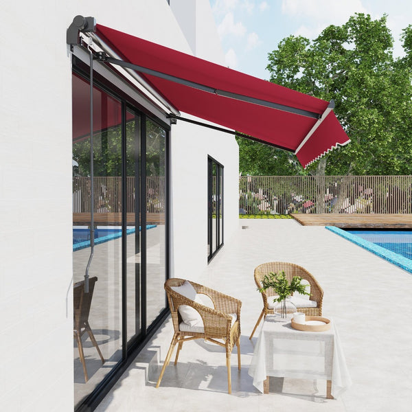 English Elm Outsunny 10' X 8' Retractable Awning - Stylish Uv-Resistant Patio Shade With Manual Crank For Homes W2225P200616-GIGA