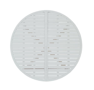 English Elm U_style Solid Acacia Wood Round Outdoor Dining Set Seats Four with Slatted Design Light Gray,Natural & Light Brown WY000475AAD