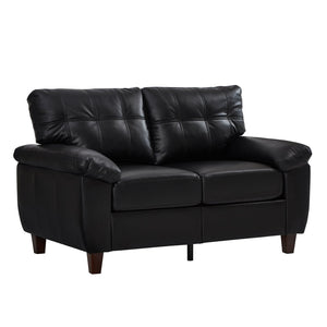 English Elm 59" Club Style Tufted Pu Leather Loveseat with Hidden Storage and Wide Padded Armrests Black W1097S00243