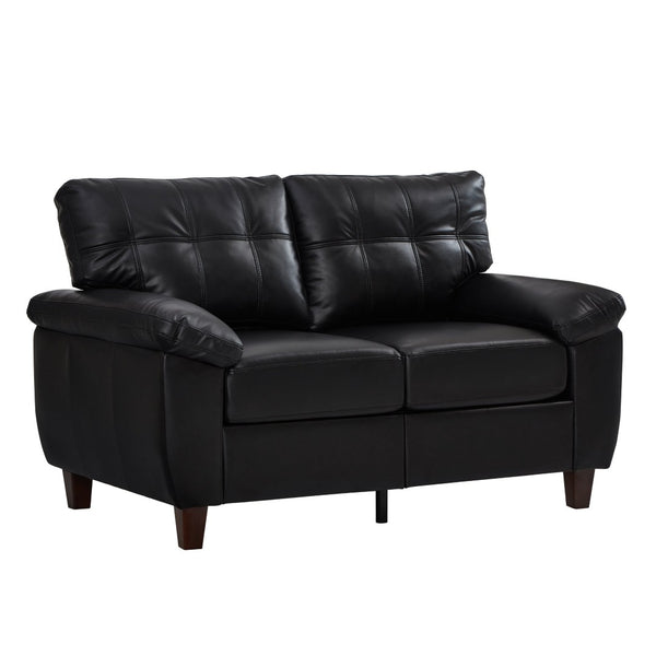 English Elm 59" Club Style Tufted Pu Leather Loveseat with Hidden Storage and Wide Padded Armrests Black W1097S00243