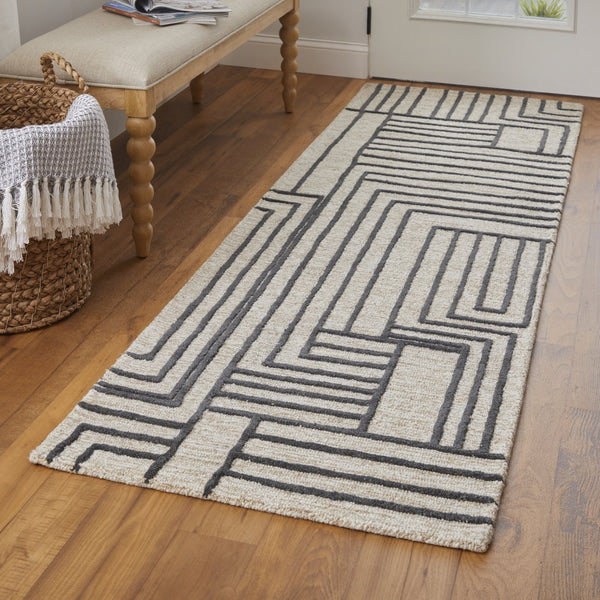 Feizy Rugs Gansett Hand Woven Wool Area Rug – Durable, Geometric Design Perfect For High-traffic Spaces Tan,Brown Wool T25t8011bgebrni68