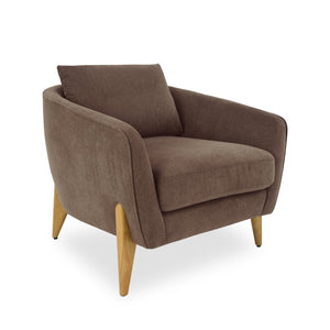 English Elm Accent Armchair Upholstered Low Profile Reading Chair with Lumbar Pillow Modern Living Room Seat Brown W2308P462647