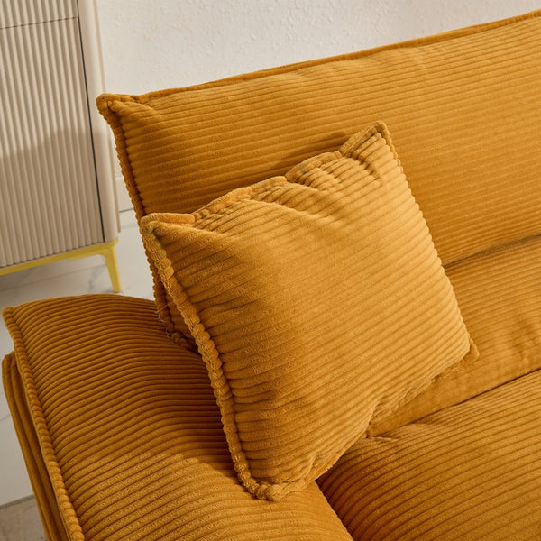 English Elm Corduroy Stylish Sleeper Sofa Loveseat with Dual-Layer Cushions & Two Support Pillows, Sturdy Frame Yellow W676P184141