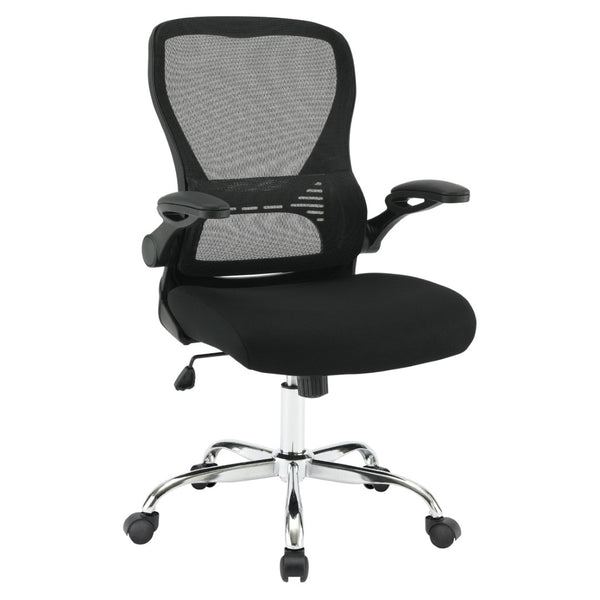 OSP Home Furnishings Mesh Back Ergonomic Office Chair with Lumbar Support Flip up Arms and Foam Seat Cushion Black EM96809C-3