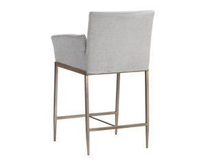 Sunpan Gesa Modern Barstool with Antique Brass Frame and Durable Performance Fabric for Elegant Dining Spaces Polo Club Stone