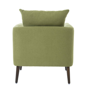 English Elm Modern Fabric Accent Chair - Ergonomic Chenille Armchair with Pillow, Wood Legs, Plush Seat for Living Room Bedroom Reception (Olive) W1028P188577