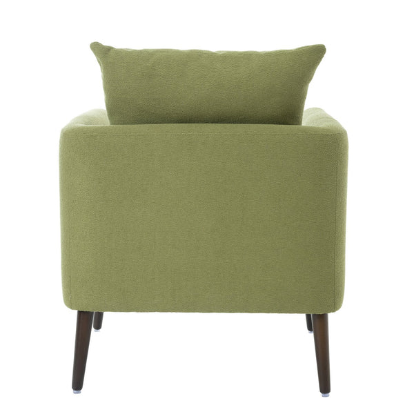 English Elm Modern Fabric Accent Chair - Ergonomic Chenille Armchair with Pillow, Wood Legs, Plush Seat for Living Room Bedroom Reception (Olive) W1028P188577