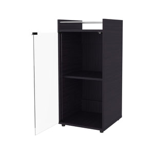 English Elm Wenge Finish Bar Cabinet with Tempered Glass Door for Stylish Living Room Storage B062P461067