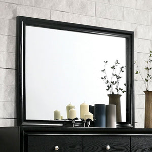 English Elm Black Dresser w Mirror Set – Gleaming Black Finish, Silver Accents, Hidden Jewelry Drawer, 63"W Elegance B2741S00553