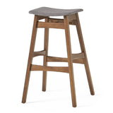 Christopher Knight Home® - Noble House - Emmaline Dark Grey Fabric/ Walnut Finish Bar Stool - Set Of 2