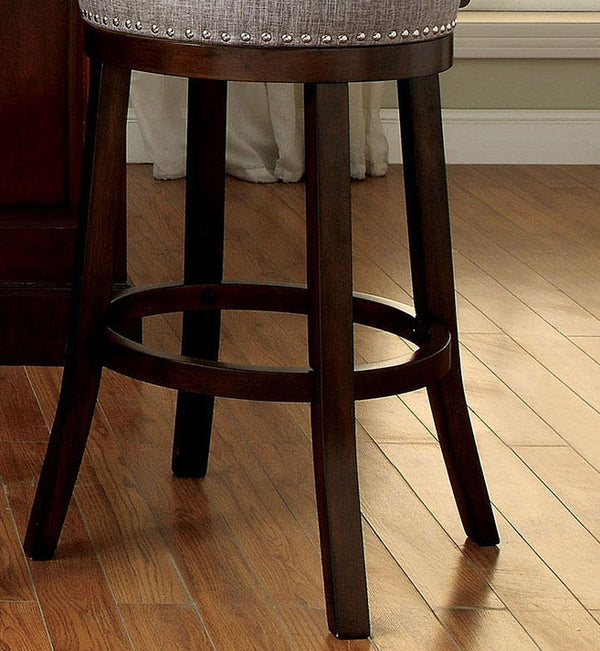 English Elm Bar Chairs 2Pc Set - Elegant Light Gray Fabric With Dark Wood Legs For Stylish Comfort & Support B2741P339267