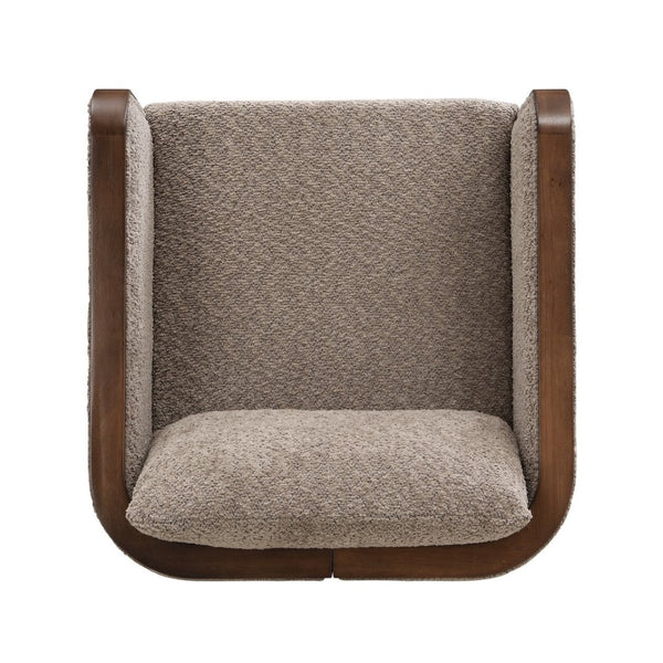 English Elm 25.25" Boucle Upholstered Accent Dining Chairs Mid-century Rubberwood Frame Set of 2 Taupe,Walnut N771P392217S