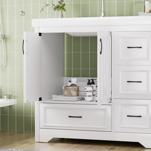 English Elm 36'' 36" Modern Bathroom Vanity with Ceramic Undermount Sink, White Cabinet, 2 Doors & 4 Drawers, Sturdy W1162S00012