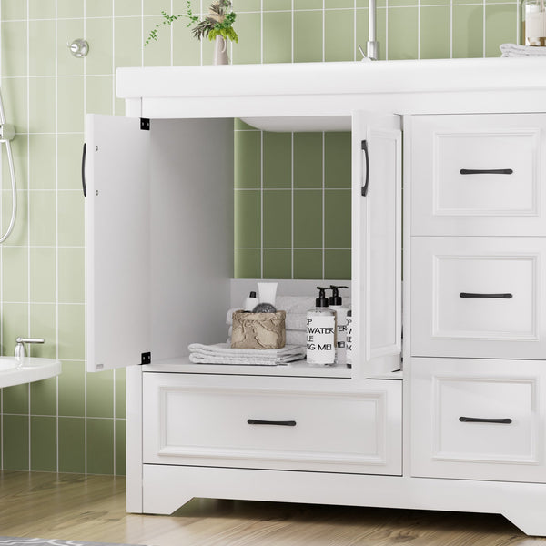 English Elm 36'' 36" Modern Bathroom Vanity with Ceramic Undermount Sink, White Cabinet, 2 Doors & 4 Drawers, Sturdy W1162S00012