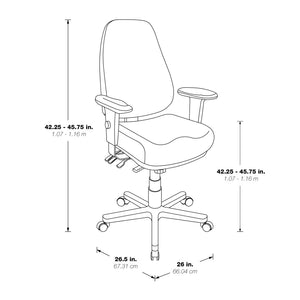 OSP Home Furnishings High Back Ergonomic Office Chair with Lumbar Support Adjustable Arms and Tilt Control 2907-C