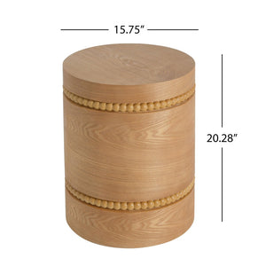 English Elm 15.35 Inch Dark Veneer Curved Tiered End Table for Modern Minimalist Living Rooms N772P412293N