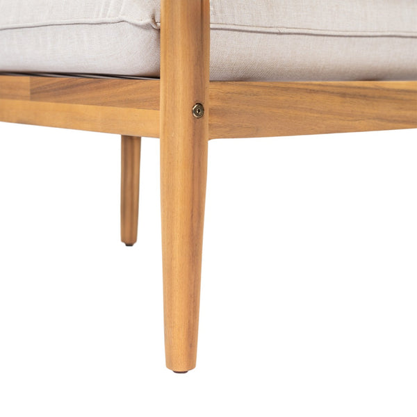 English Elm Terassi Solid Acacia Wood Patio Sofa with Teak Finish and Beige Cushioned Seating N775P370352T