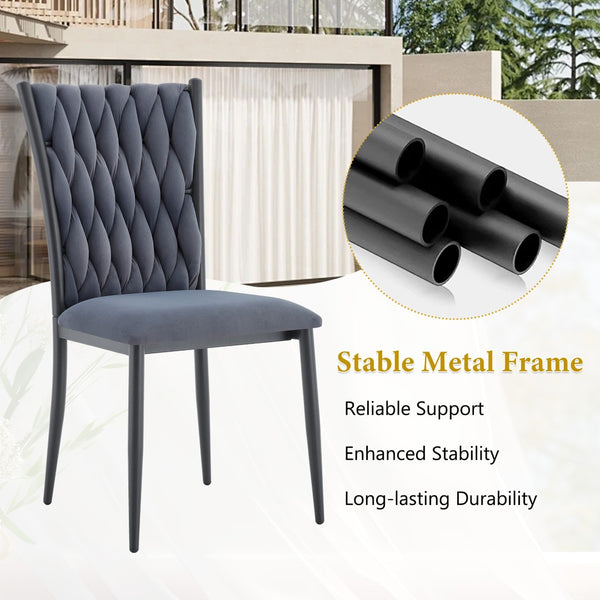 English Elm Elegant Tufted Velvet Dining Chair High Back Foam Seat Tapered Metal Legs Glam W1512P491435