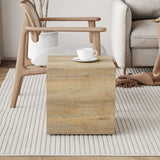 English Elm Elevate Your Living Space With This Square Modern Mdf Coffee Table That Showcases Smooth, Light Wood Color Texture Patterns. It Is Characterized By Stylish Design.15.7*15.7*15.7