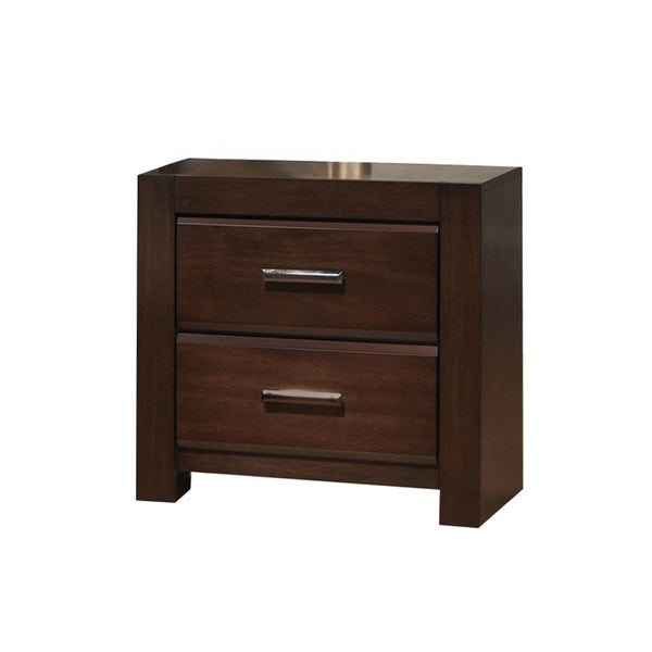 English Elm Oberreit Two-drawer Walnut Nightstand with Dovetail Build and Felt-lined Storage B2726P411558