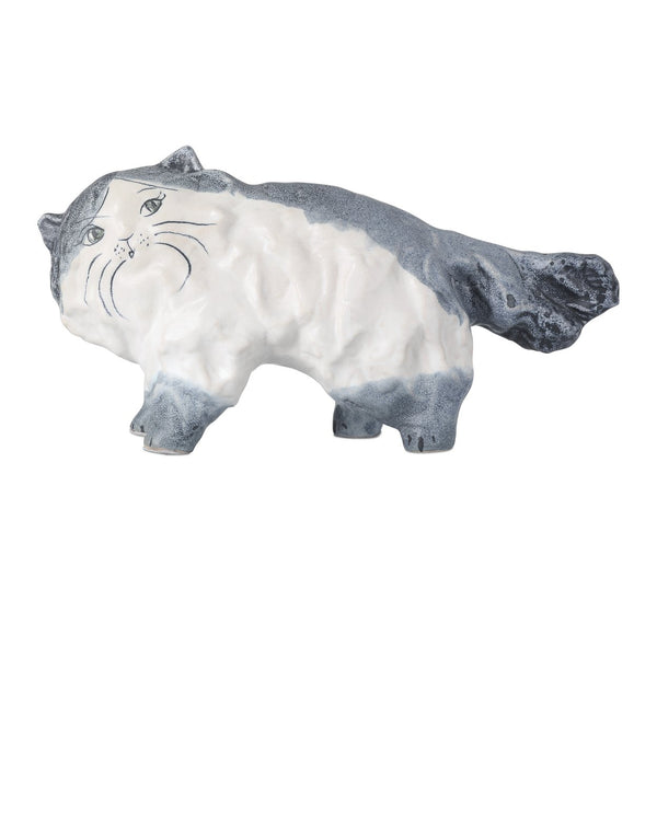 Currey & Company Siamese Cat Object - Hand-painted Porcelain Sculpture, Unique Blue & White Art Piece For Home Decor Gray Porcelain 1200-1000-currey-company