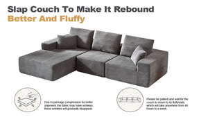 English Elm Modular Sectional Sofa - Modern L-Shaped Cloud Couch, No Assembly, Soft Corduroy, Versatile Comfort W3434S00002