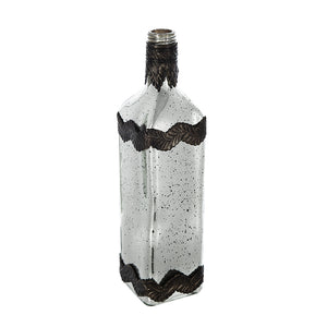 English Elm D3x12" Antique Silver Bottle Vase with Speckled Finish and Bronze Leaf Embellishments, Elegant Decor W2078P391140