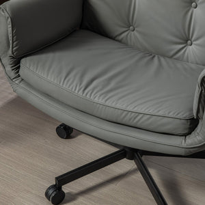 English Elm Criss Cross Wide Seat Pu Leather Swivel Task Chair with Removable Headrest Gray W3118P404122