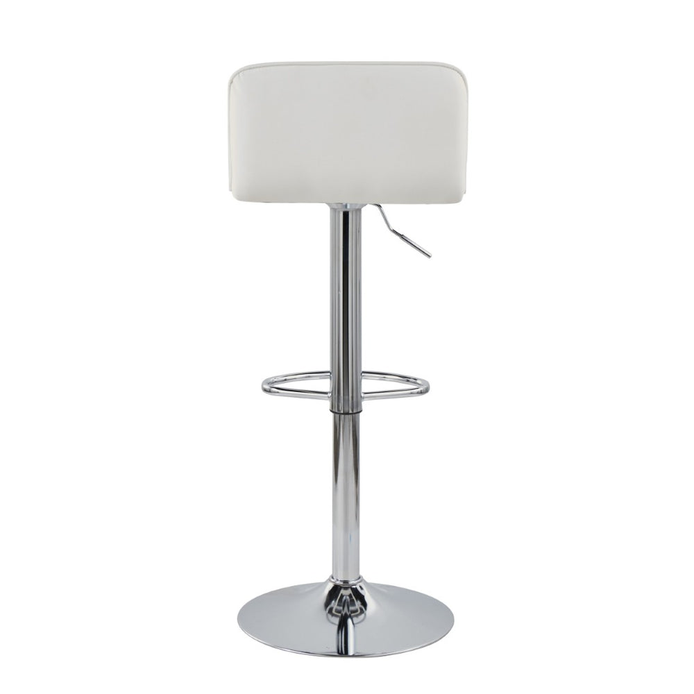 English Elm Adjustable Velvet Swivel Barstools with Chrome Base for Kitchen or Home Bar Set of 2 White B202S01963