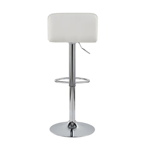 English Elm Adjustable Velvet Swivel Barstools with Chrome Base for Kitchen or Home Bar Set of 2 White B202S01963