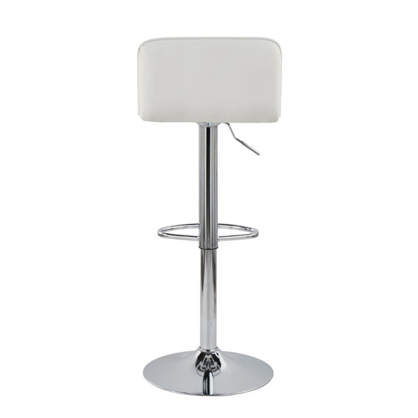 English Elm Adjustable Velvet Swivel Barstools with Chrome Base for Kitchen or Home Bar Set of 2 White B202S01963