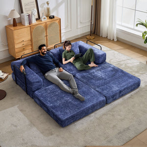 English Elm Compression Convertible Floor Sofa Bed – Stylish Chenille Loveseat, Easy Setup, Ideal For Small Spaces W3723P345645