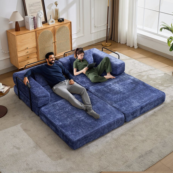 English Elm Compression Convertible Floor Sofa Bed – Stylish Chenille Loveseat, Easy Setup, Ideal For Small Spaces W3723P345645