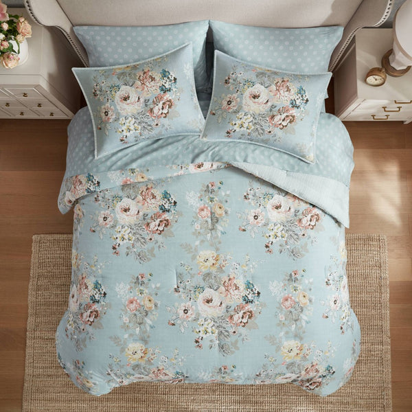 English Elm 5-piece Twin Xl Watercolor Floral Comforter Set Reversible Soft Polyester Bedding B035P408244