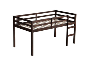 English Elm Solid Twin Loft Bed with Ladder and Reinforced Slats for Storage-Friendly, Space-Saving Bedrooms Espresso W504P190953
