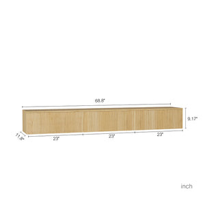 English Elm Floating LED TV Stand Wall Mounted with 16-Color Ambience, Modern Floating Cabinet with Ample Storage for 55–65" TVs Wood 74.8 L x 17.52 W x 5.51 H W1321P300553
