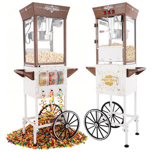 English Elm 12oz Retro Cart Popcorn Machine with Three Candy Dispensers for Parties W2841P392619