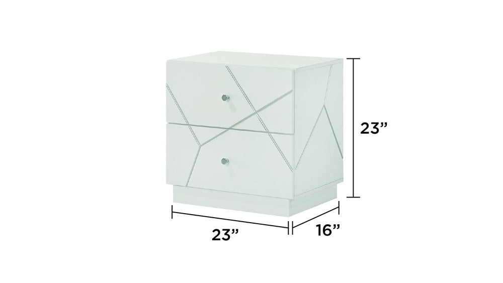 English Elm Manhattan Lacquer Nightstand with Geometric Drawer Fronts, Velvet-Lined Interior & Smooth Metal Runners B009P309295