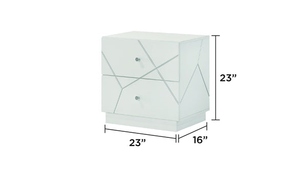 English Elm Manhattan Lacquer Nightstand with Geometric Drawer Fronts, Velvet-Lined Interior & Smooth Metal Runners B009P309295