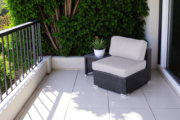 English Elm Minnesota Armless Outdoor Chairs Set - Modern Black Wicker With Plush Cushions For Stylish Comfort B120P233810