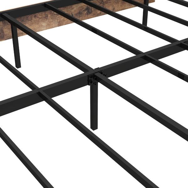 English Elm King Platform Bed with Rgb Led Ambient Glow Heavy Duty Metal Frame Floating Design T3963P446982